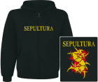 mikina s kapucí a zipem Sepultura - yellow logo