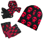 zimní set, rukavice, čepice, šála - emo lebky