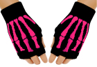 pletené rukavice bez prstů Růžový skeleton