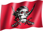 venkovní červená pirátská vlajka
