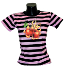 dámské triko Třešně - růžové pruhy