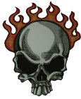 emblém / nášivka Lebka v plamenech