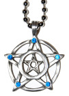 přívěsek na krk Pentagram s modrými kameny